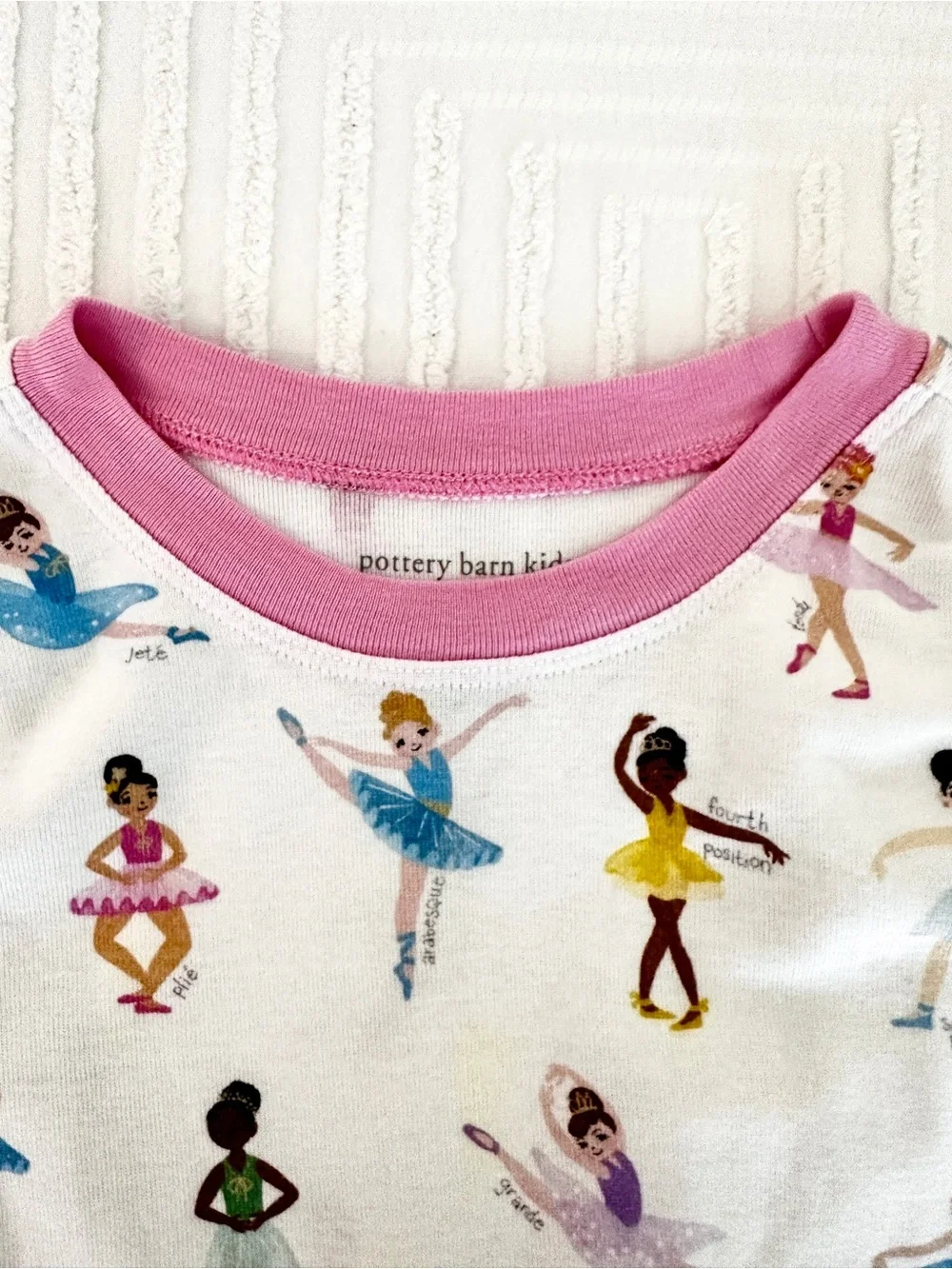 Pottery Barn Kids White Ballerina Print Pajama Set Size 8